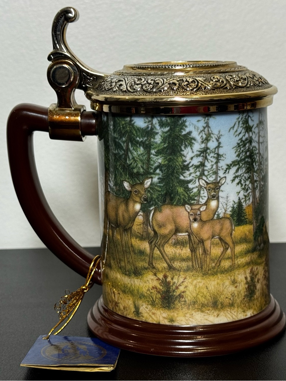 Franklin‎ Mint 10 Point Buck Deer Lidded Stein Tankard
